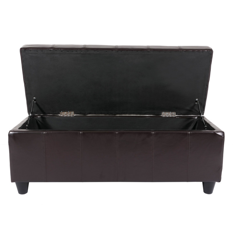 Banquette Kriens, coffre, banc, cuir + similicuir, 112x45x45cm - marron