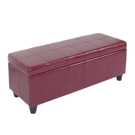 Banc banquette rembourrée coffre de rangement Kriens, cuir reconstitué, 112x45x45cm - rouge