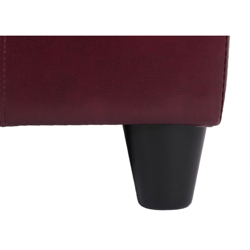 Banc banquette rembourrée coffre de rangement Kriens, cuir reconstitué, 112x45x45cm - rouge