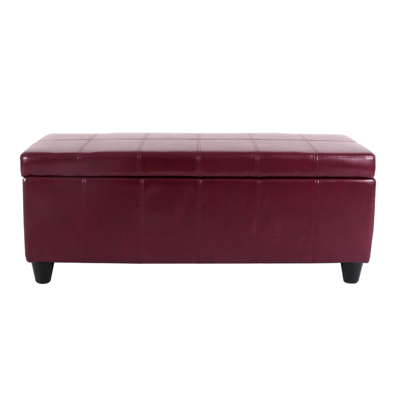 Banc banquette rembourrée coffre de rangement Kriens, cuir reconstitué, 112x45x45cm - rouge