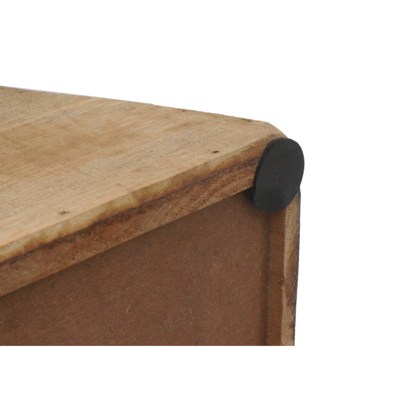 Tabouret pouf en bois, bois massif industriel certifié MVG, naturel avec aspect métal