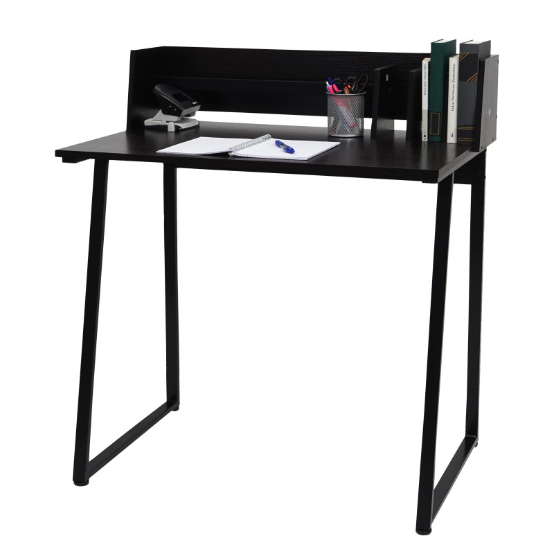 Table console table de téléphone, 82x51cm structure 3D, métal MDF - noir