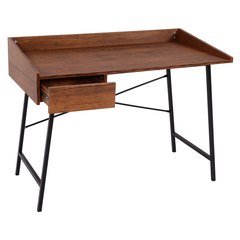 Bureau table de bureau informatique, tiroir structure 3D 98x114x60cm MVG-certifié - brun