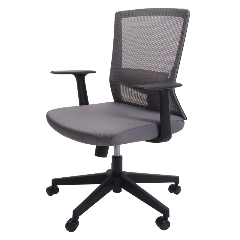 Chaise de bureau dossier ergonomique en forme de S, soutien de la taille réglable - gris