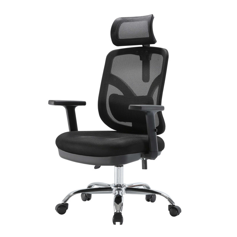 SIHOO chaise de bureau chaise de bureau, ergonomique, soutien lombaire réglable et accoudoir - noir