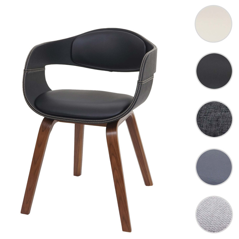 chaise visiteur chaise de conférence, design rétro bois buggy similicuir - gris mat