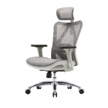 Chaise de bureau accoudoirs ergonomiques réglables, charge maximale 150 kg - gris / blanc