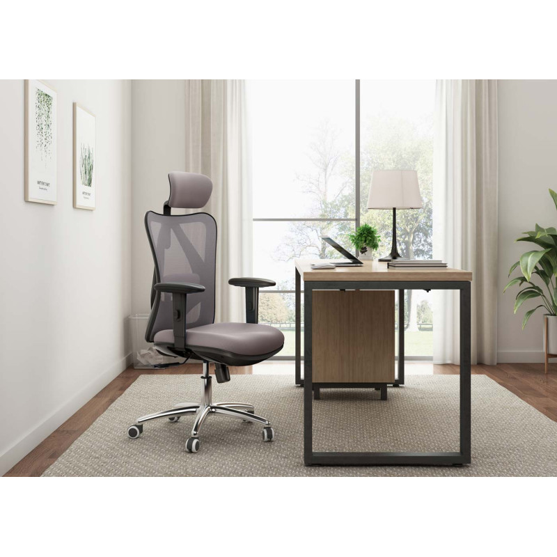 Chaise de bureau SIHOO Chaise de bureau, ergonomique charge max. 150kg - sans repose-pieds, gris