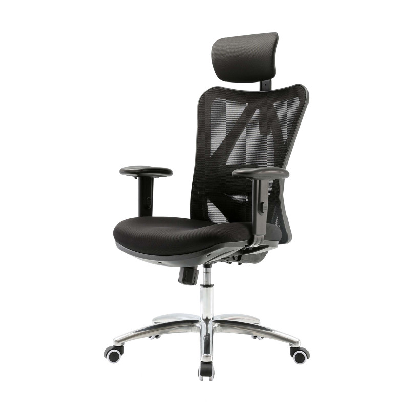 Chaise de bureau SIHOO Chaise de bureau, ergonomique, soutien lombaire réglable, charge max. 150kg - sans repose-pieds noir