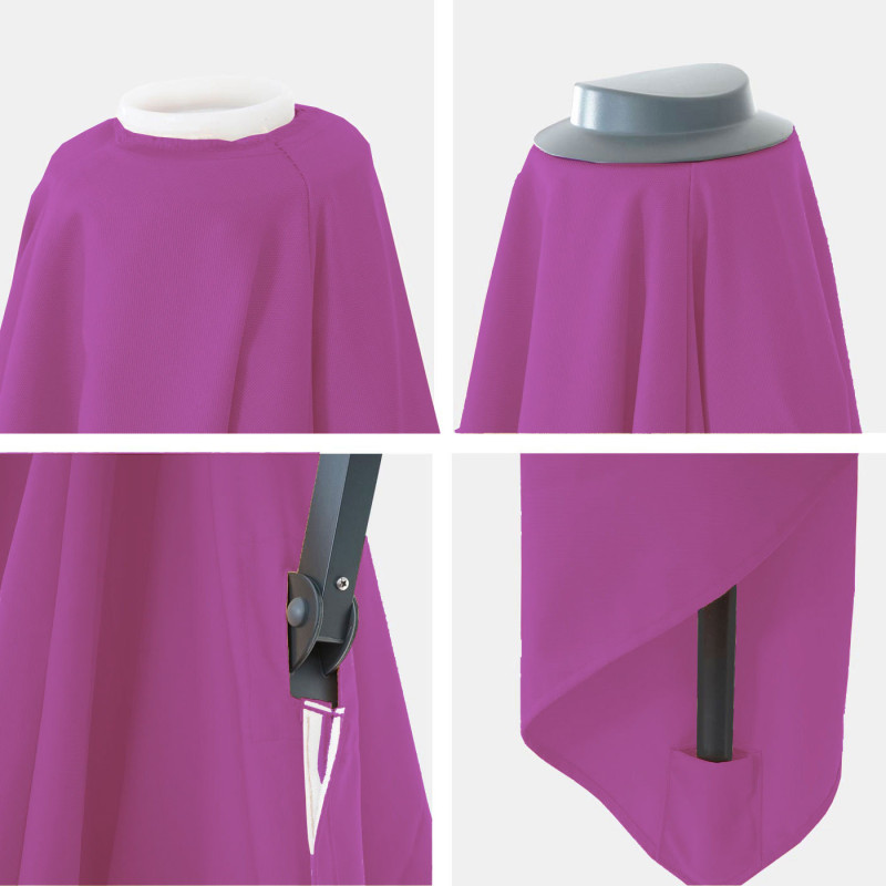Revêtement pour parasol de luxe revêtement de remplacement, 3x3m (Ø4,24m) polyester 2,7kg - violet