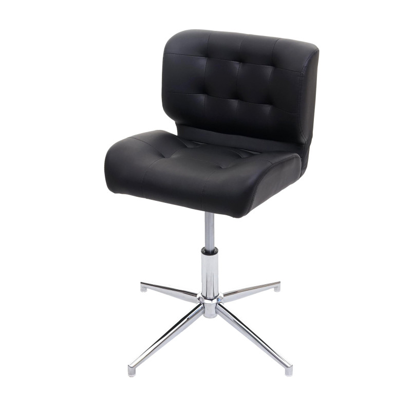 Chaise de bureau pivotante, réglable en hauteur - similicuir noir, pied chromé