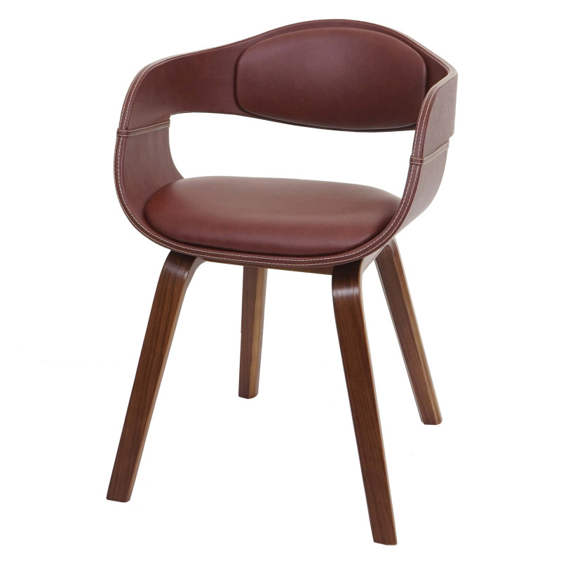 Chaise visiteur chaise de conférence, design rétro bois courbé similicuir - marron