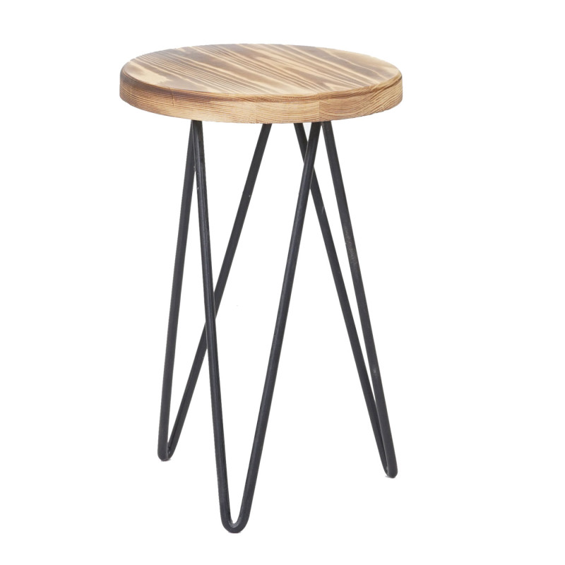 2x table d'appoint table de nuit, design industriel, bois véritable, Ø35cm
