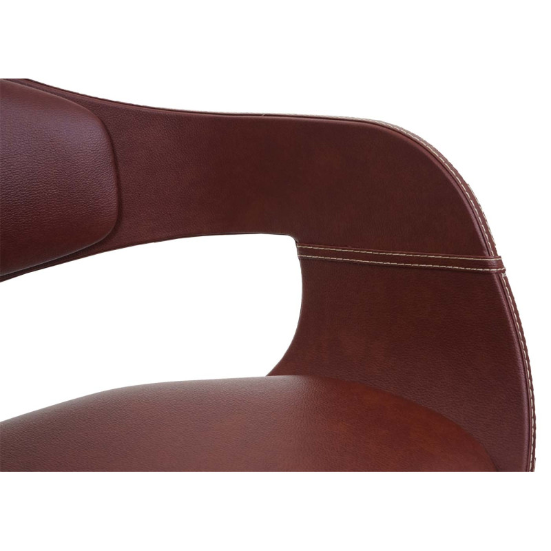 Chaise visiteur chaise de conférence, design rétro bois courbé similicuir - marron