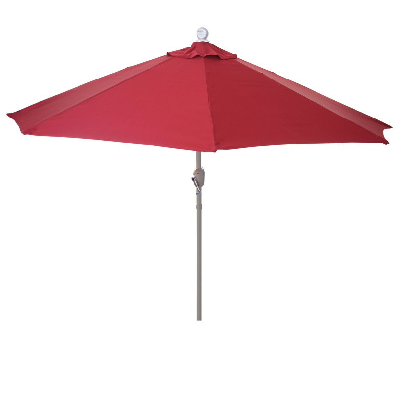 Parasol demi-rond Parla, demi-parasol de balcon, UV 50+ polyester/acier 3kg - 300cm bordeaux sans pied