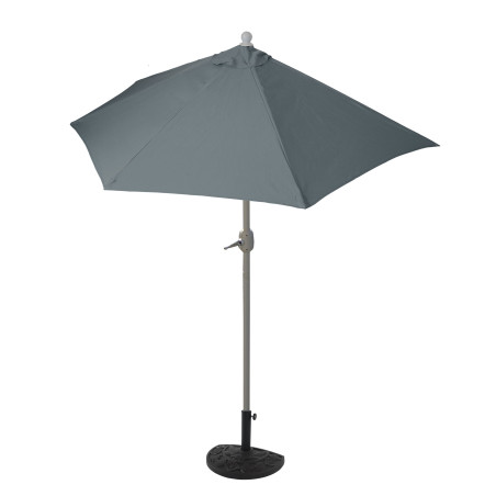 Parasol demi-rond Parla, demi-parasol de balcon, UV 50+ polyester/acier 3kg - 270cm anthracite avec support