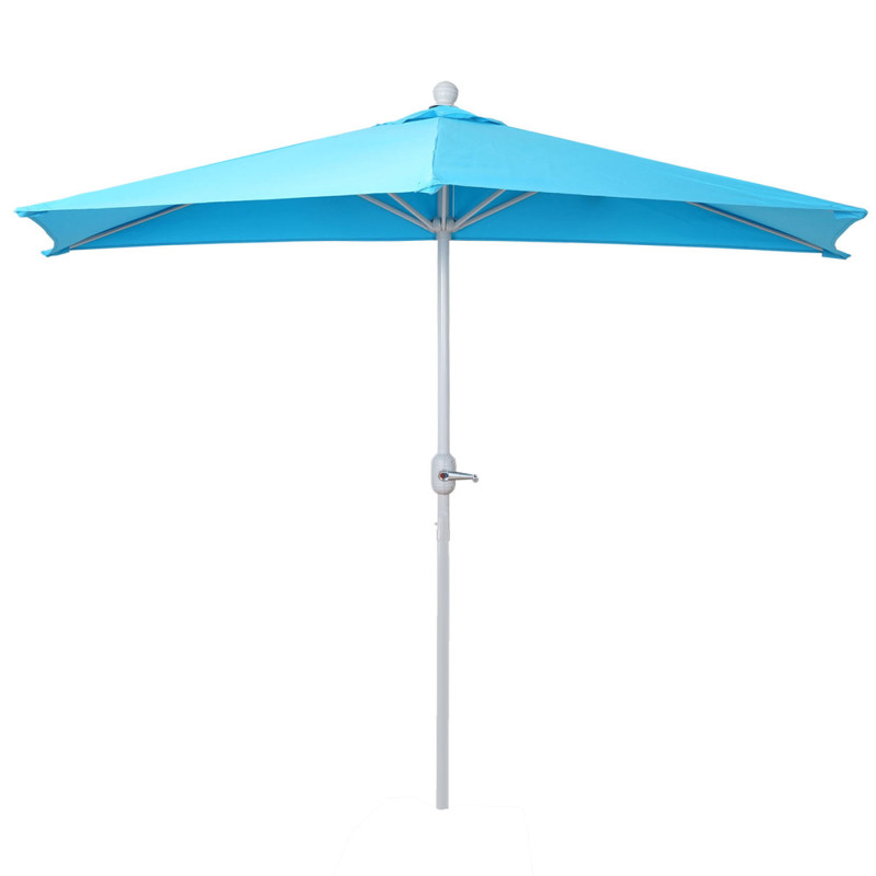 Parasol demi-rond Parla, demi-parasol de balcon, UV 50+ polyester/acier 3kg - 300cm turquoise sans pied