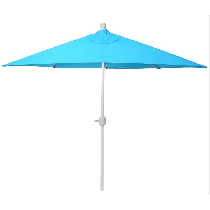 Parasol demi-rond Parla, demi-parasol de balcon, UV 50+ polyester/acier 3kg - 300cm turquoise sans pied