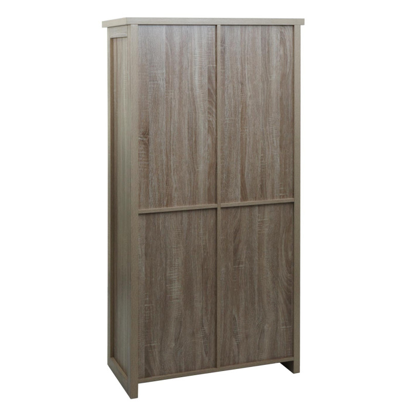 Armoire commode Highboard, porte coulissante 8 compartiments de rangement, aspect bois métal industriel 163x76x38cm - naturel