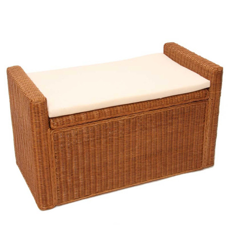 Coffre de stockage, banquette M92 rotin avec coussin Kissen 88cm - doré