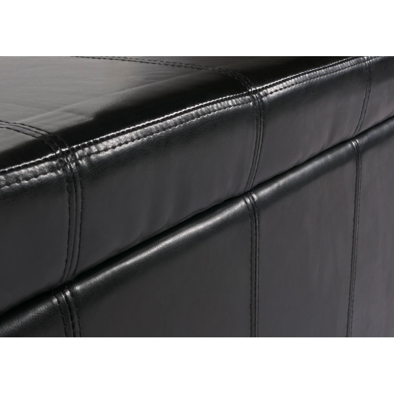 Banc banquette rembourrée coffre de rangement Kriens, cuir reconstitué, 112x45x45cm - noir