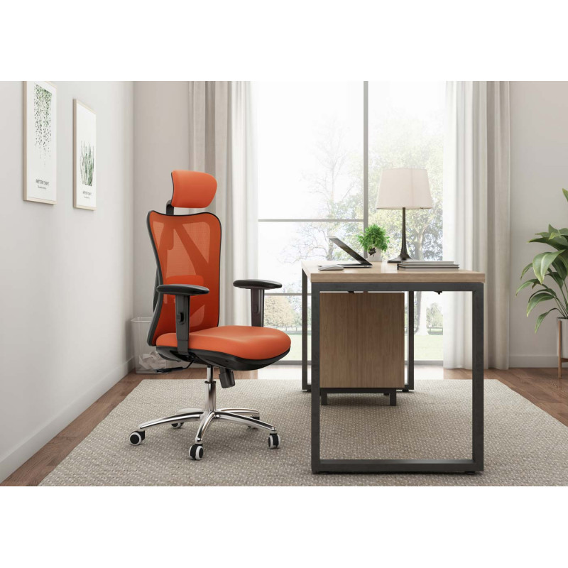 Chaise de bureau SIHOO Chaise de bureau, ergonomique, charge max. 150kg - sans repose-pieds, orange