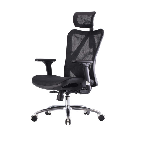 SIHOO chaise de bureau ergonomique charge max. 150kg - housse noire, piétement noir