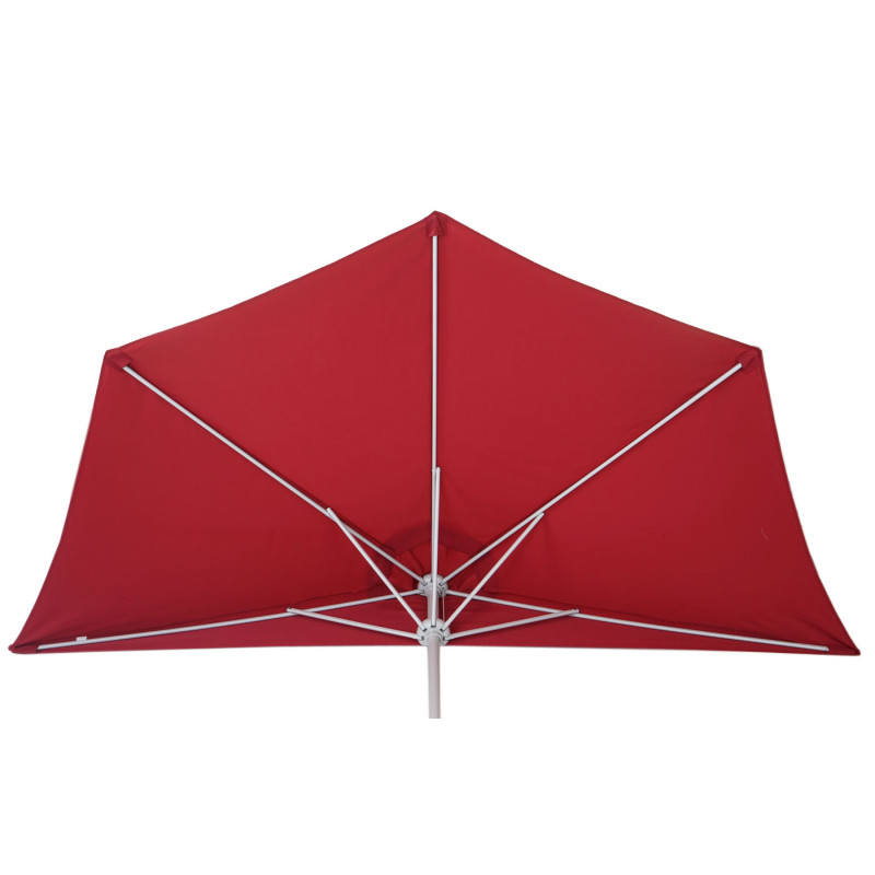 Parasol demi-rond Parla, demi-parasol de balcon, UV 50+ polyester/acier 3kg - 270cm bordeaux sans pied