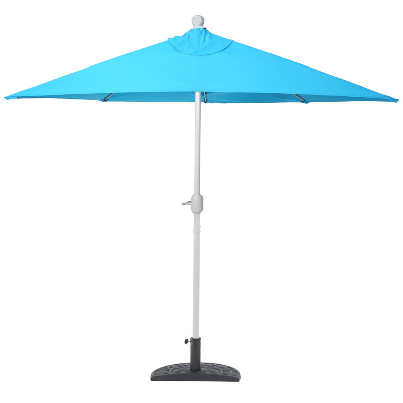 Parasol Parla en alu, hémicycle, parasol de balcon UV 50+ - 270cm turquoise avec pied