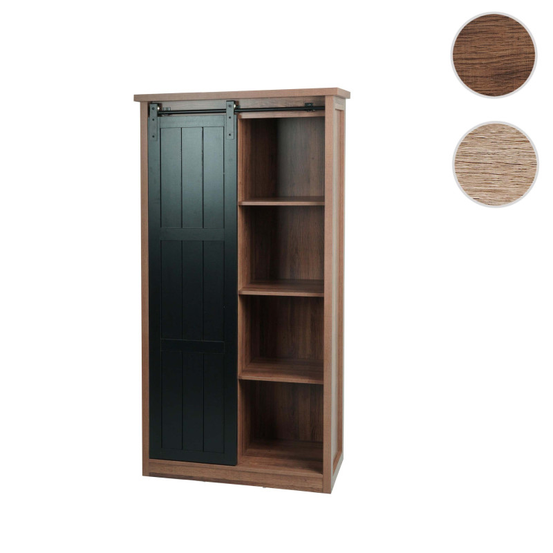 Armoire commode Highboard, porte coulissante 8 compartiments de rangement, aspect bois métal industriel 163x76x38cm - brun