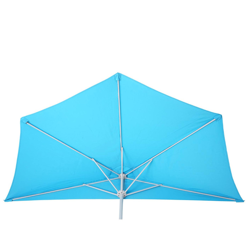 Parasol demi-rond Parla, demi-parasol de balcon, UV 50+ polyester/acier 3kg - 300cm turquoise avec support