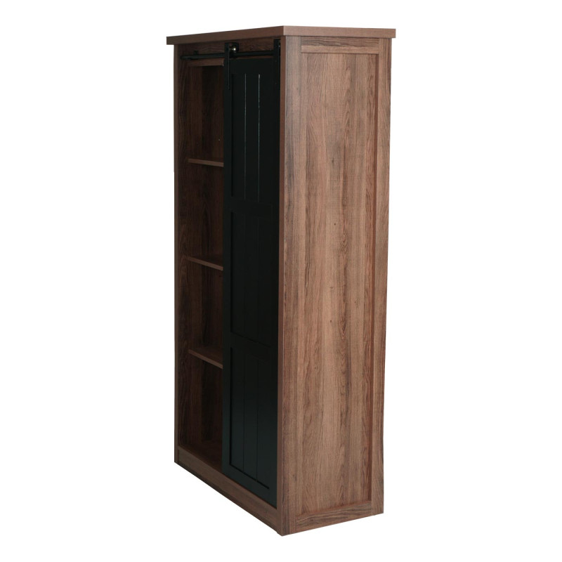 Armoire commode Highboard, porte coulissante 8 compartiments de rangement, aspect bois métal industriel 163x76x38cm - brun