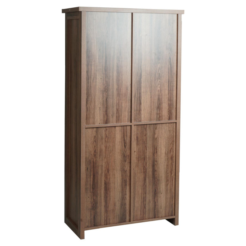 Armoire commode Highboard, porte coulissante 8 compartiments de rangement, aspect bois métal industriel 163x76x38cm - brun