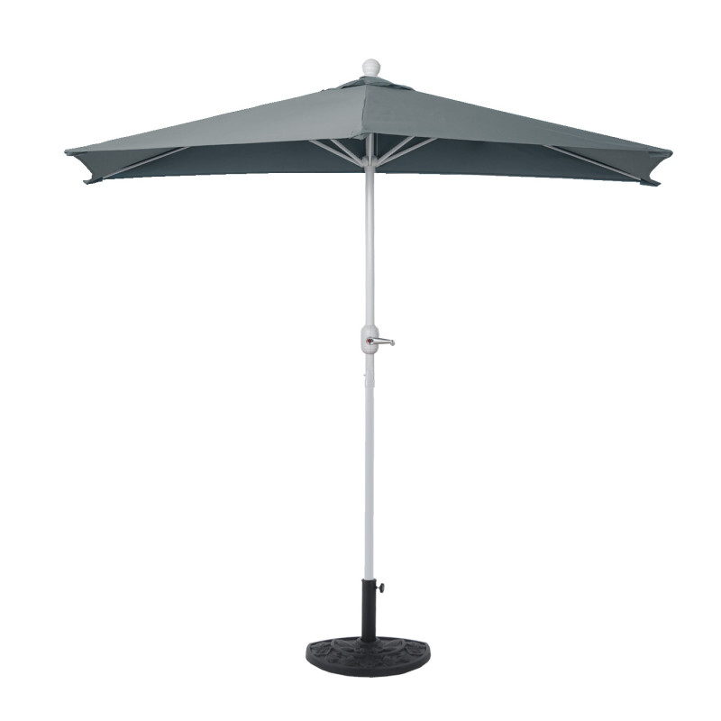 Parasol demi-rond Parla, demi-parasol de balcon, UV 50+ polyester/acier 3kg - 270cm anthracite avec support