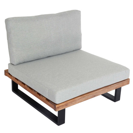 Fauteuil Lounge Fauteuil de jardin, Spun Poly Acacia bois certifié MVG aluminium - marron clair, rembourrage gris clair