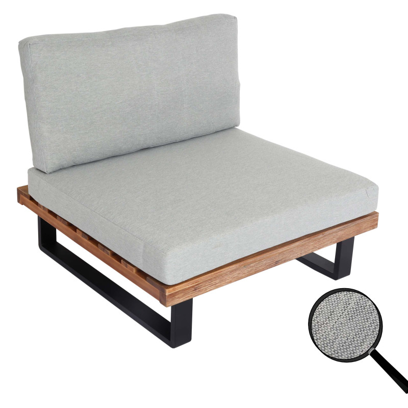 Fauteuil Lounge Fauteuil de jardin, Spun Poly Acacia bois certifié MVG aluminium - marron clair, rembourrage gris clair