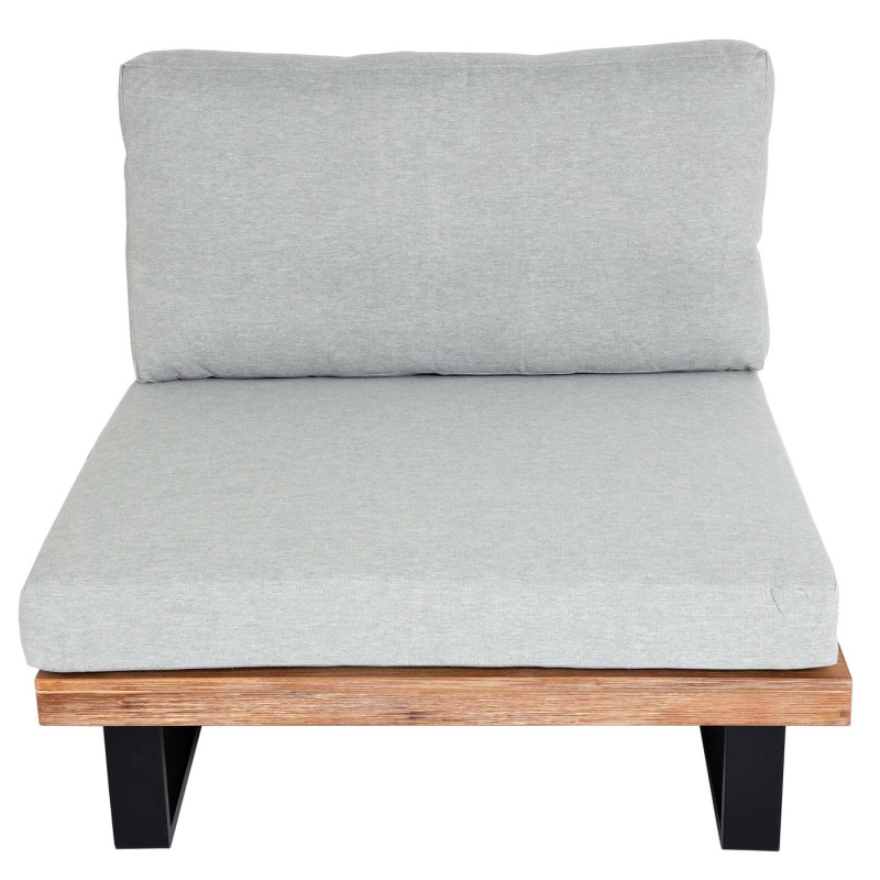 Fauteuil Lounge Fauteuil de jardin, Spun Poly Acacia bois certifié MVG aluminium - marron clair, rembourrage gris clair