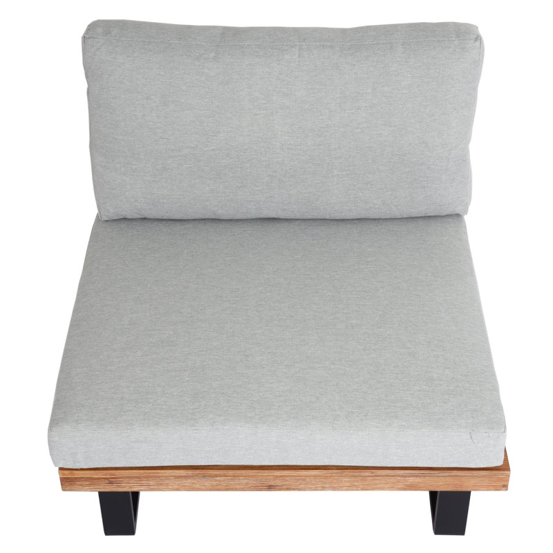 Fauteuil Lounge Fauteuil de jardin, Spun Poly Acacia bois certifié MVG aluminium - marron clair, rembourrage gris clair