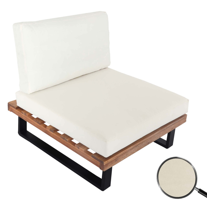 Fauteuil Lounge Fauteuil de jardin, Spun Poly Acacia bois certifié MVG aluminium - marron clair, rembourrage blanc crème