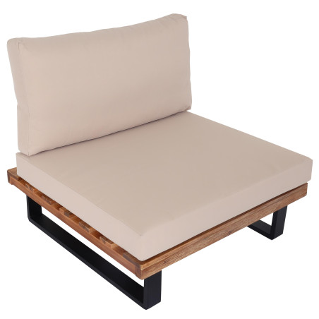 Fauteuil Lounge Fauteuil de jardin, Spun Poly Acacia Bois MVG-certifié Aluminium - brun clair, rembourrage beige