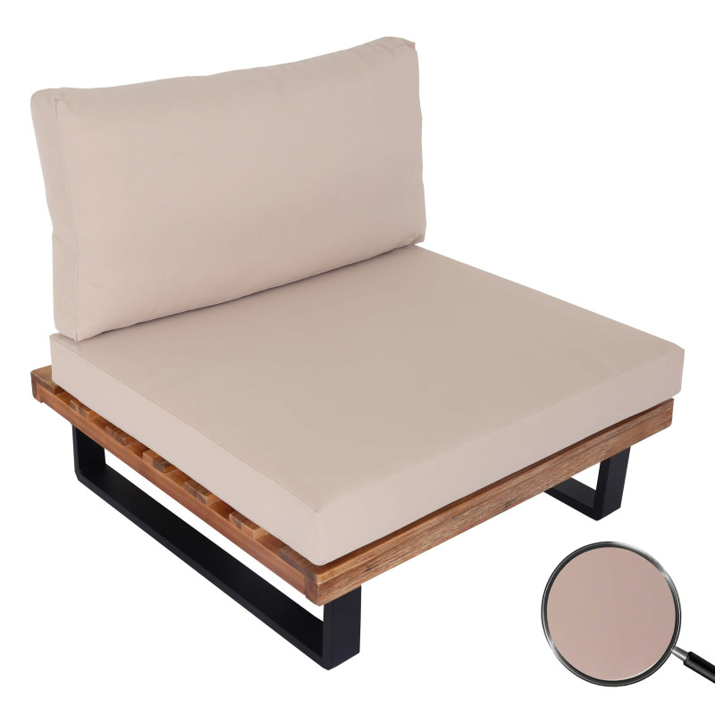 Fauteuil Lounge Fauteuil de jardin, Spun Poly Acacia Bois MVG-certifié Aluminium - brun clair, rembourrage beige