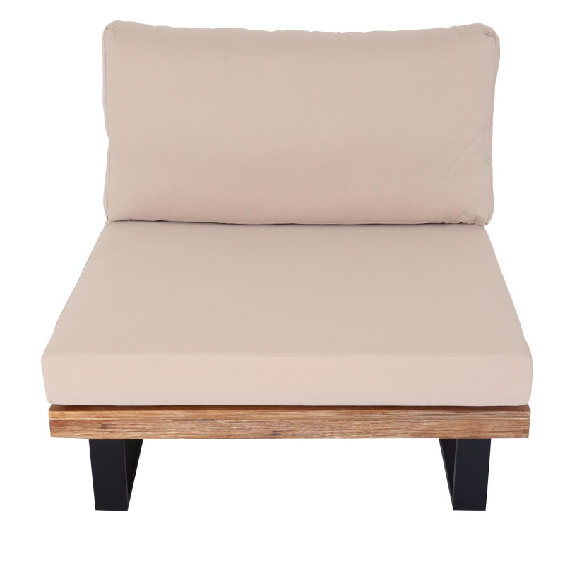 Fauteuil Lounge Fauteuil de jardin, Spun Poly Acacia Bois MVG-certifié Aluminium - brun clair, rembourrage beige