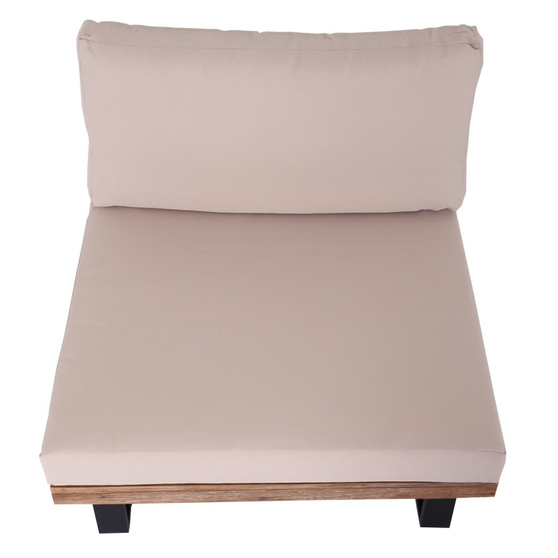 Fauteuil Lounge Fauteuil de jardin, Spun Poly Acacia Bois MVG-certifié Aluminium - brun clair, rembourrage beige