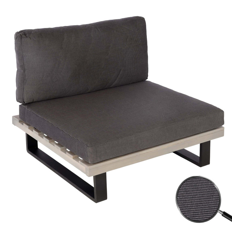 Fauteuil Lounge Fauteuil de jardin, Spun Poly Acacia Bois MVG-certifié Aluminium - gris, rembourrage gris foncé