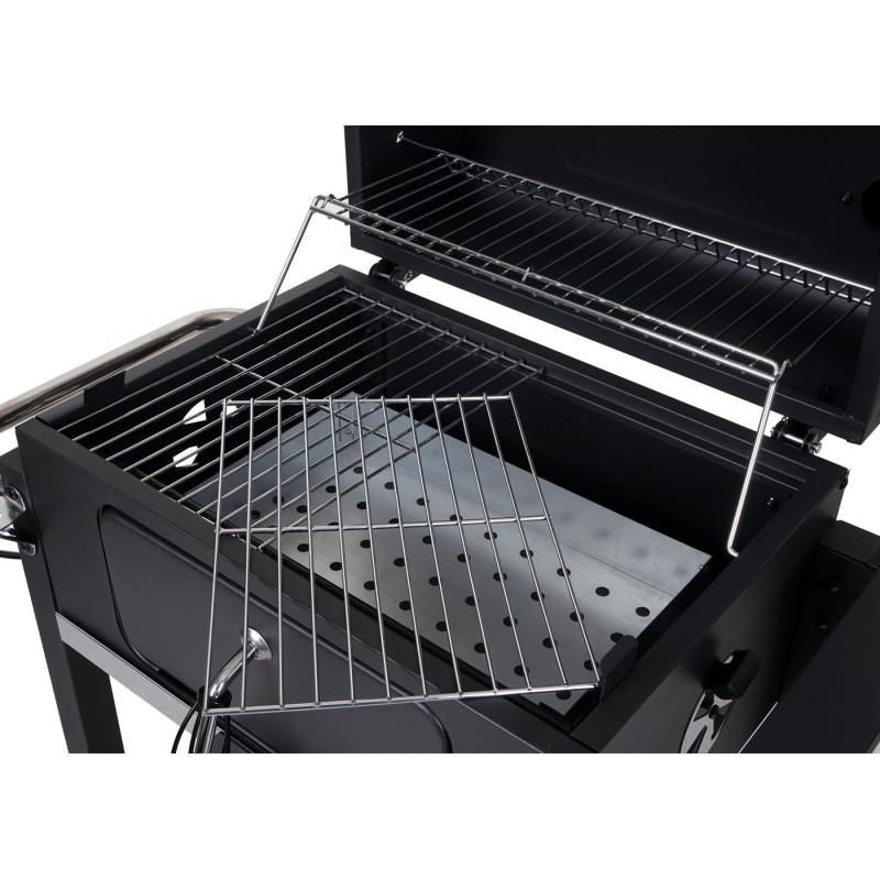 Chariot de barbecue au charbon de bois Barbecue BBQ gril de jardin avec couvercle étagères, acier, 110x100x51cm noir