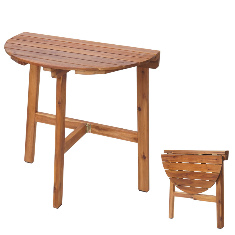 Table pliante table de jardin balcon, In-/Outdoor pliable bois acacia certifié MVG 71x70x34cm