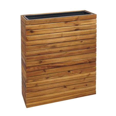 Jardinière bac à plantes surélevé Pot de fleurs, carré 77x63x23cm Outdoor Acacia bois certifié MVG, brun