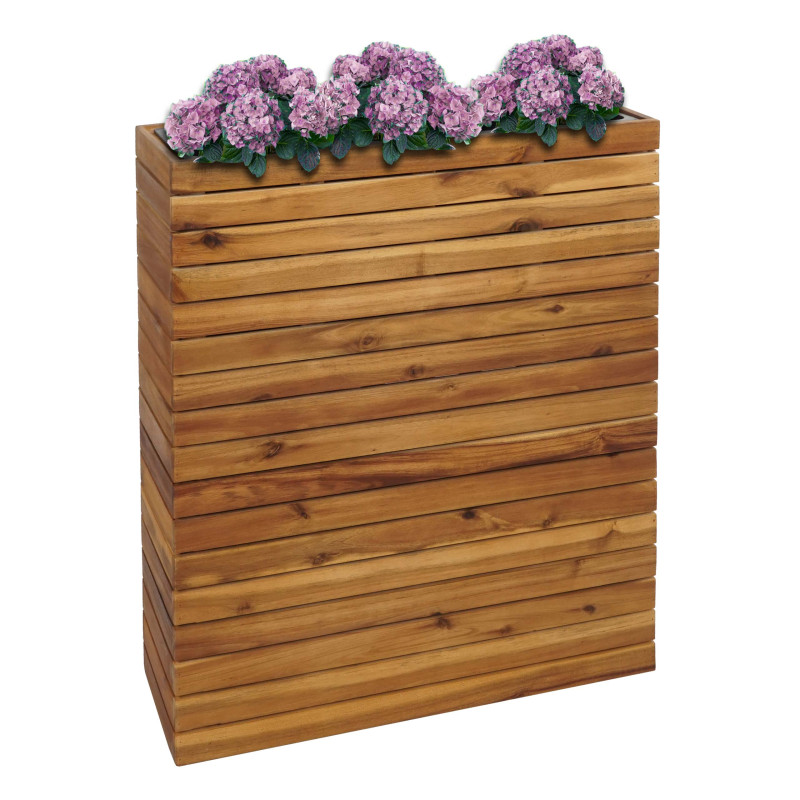 Jardinière bac à plantes surélevé Pot de fleurs, carré 77x63x23cm Outdoor Acacia bois certifié MVG, brun