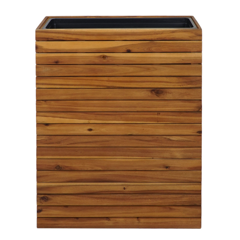 Jardinière bac à plantes surélevé Pot de fleurs, carré 77x63x23cm Outdoor Acacia bois certifié MVG, brun