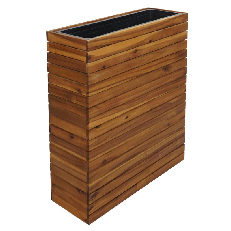 Jardinière bac à plantes surélevé Pot de fleurs, carré 77x63x23cm Outdoor Acacia bois certifié MVG, brun